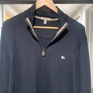 Burberry 1/4 zip. Black. Medium.